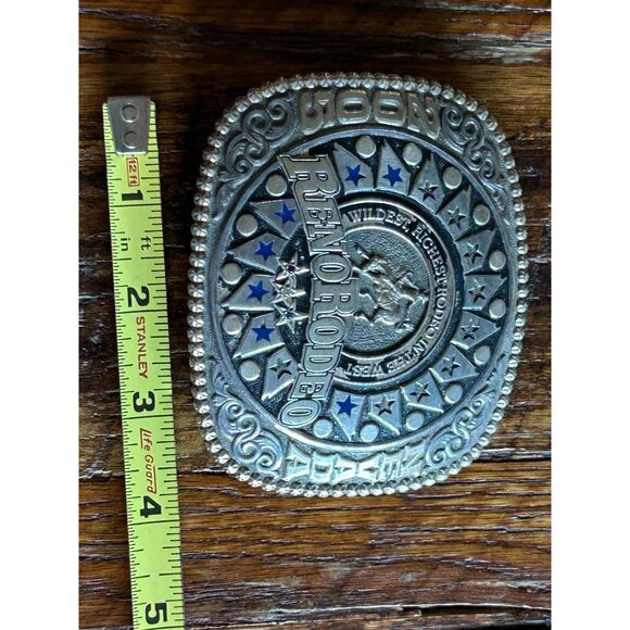 2005 Reno Rodeo Belt Buckle Solid Bronze Wildest Richest Rodeo In The West Limit - Picture 5 of 5